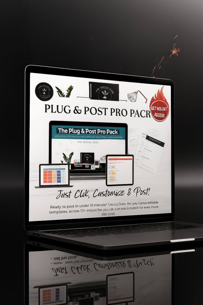 30 days of done-for-you social media content templates. Fill-in-the-blank posts, captions, and schedules for busy entrepreneurs. Stay consistent without the stress.