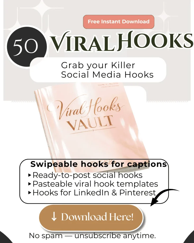 Download 50 proven social media hooks that get 5X more engagement. Free scroll-stopping opening lines for posts, captions, and content. Copy-paste ready.