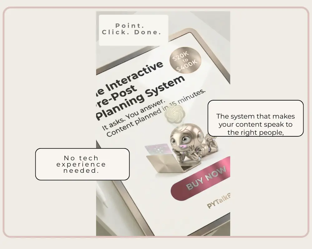 A bold graphic showing 40 social media call to action examples for small business owners. Created by PYTalkBiz at marketing.pytalkbiz.com.