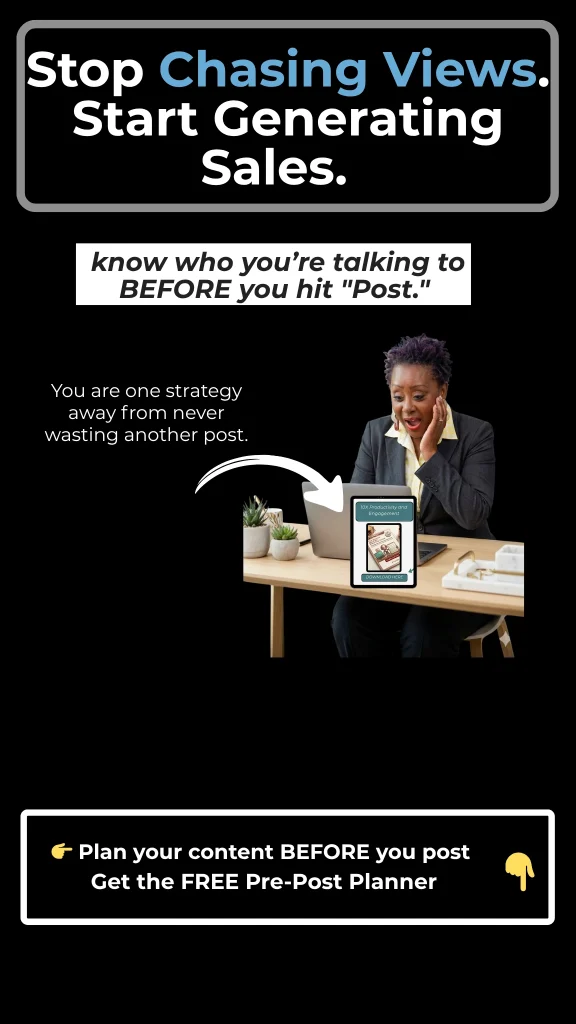 pre-post-planning-guide-audience-targeting-marketing-framework.jpg 3D digital mockup of the Pre-Post Planning Framework guide for small business owners to define their target audience before posting on social media.