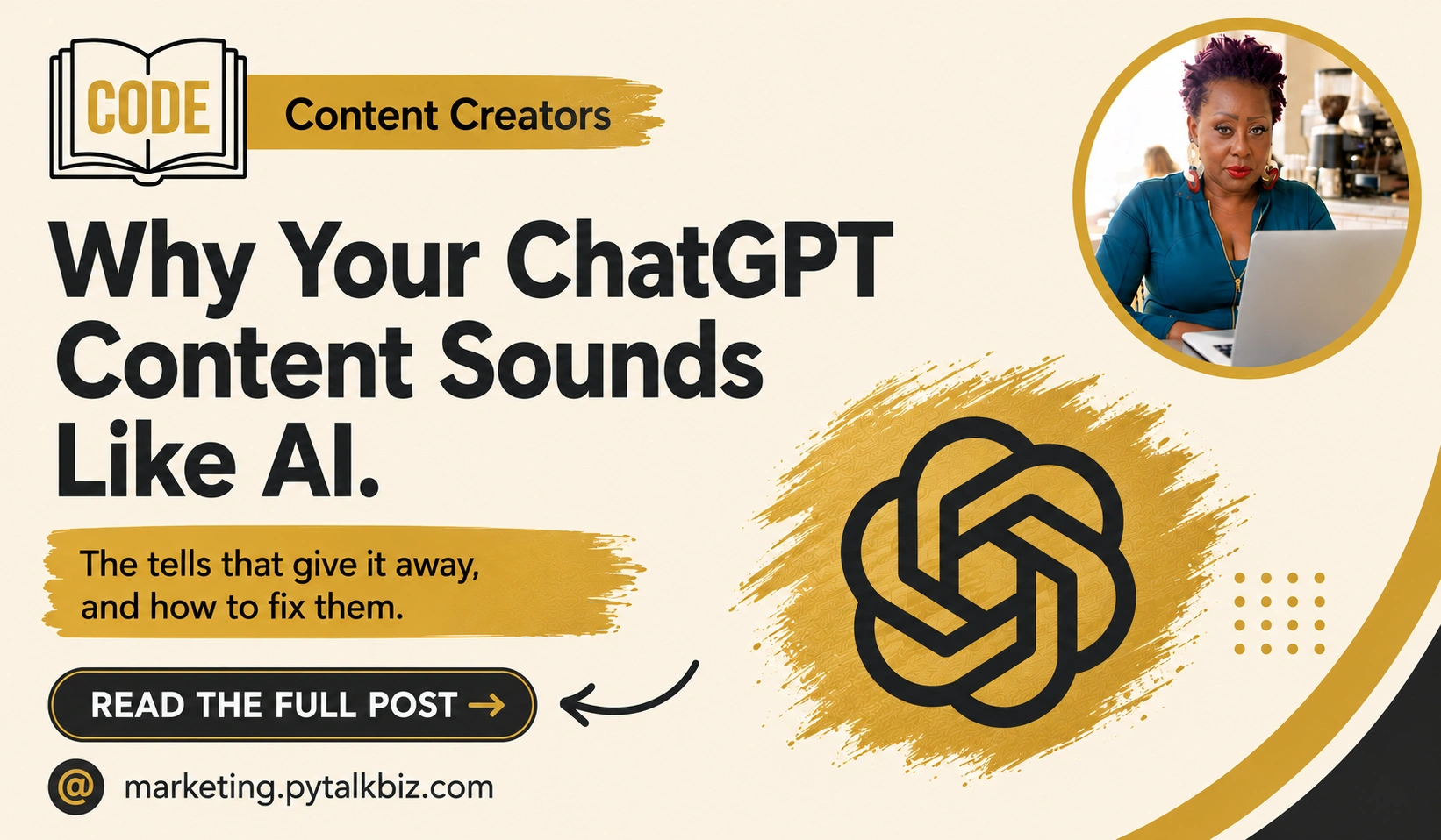 Why Your ChatGPT Content Sounds Like AI- office setup. pytalkbiz.com- hERO IMAGE. PYTALKBIZ.COM